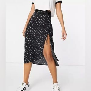 black floral midi skirt